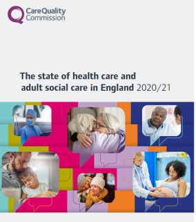 Front cover of CQC State of Care 2021 report