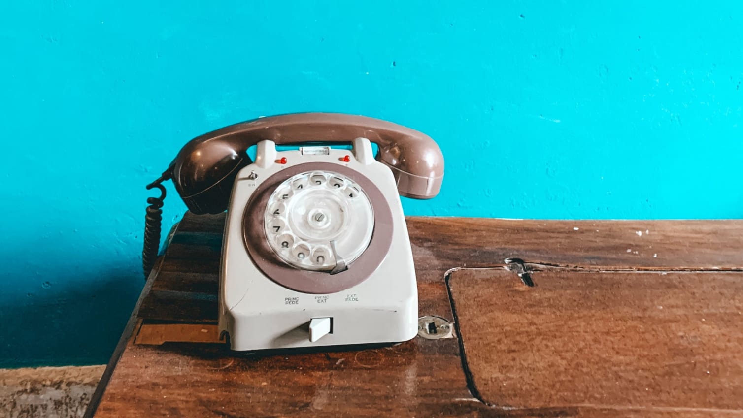 Old grey rotary phone